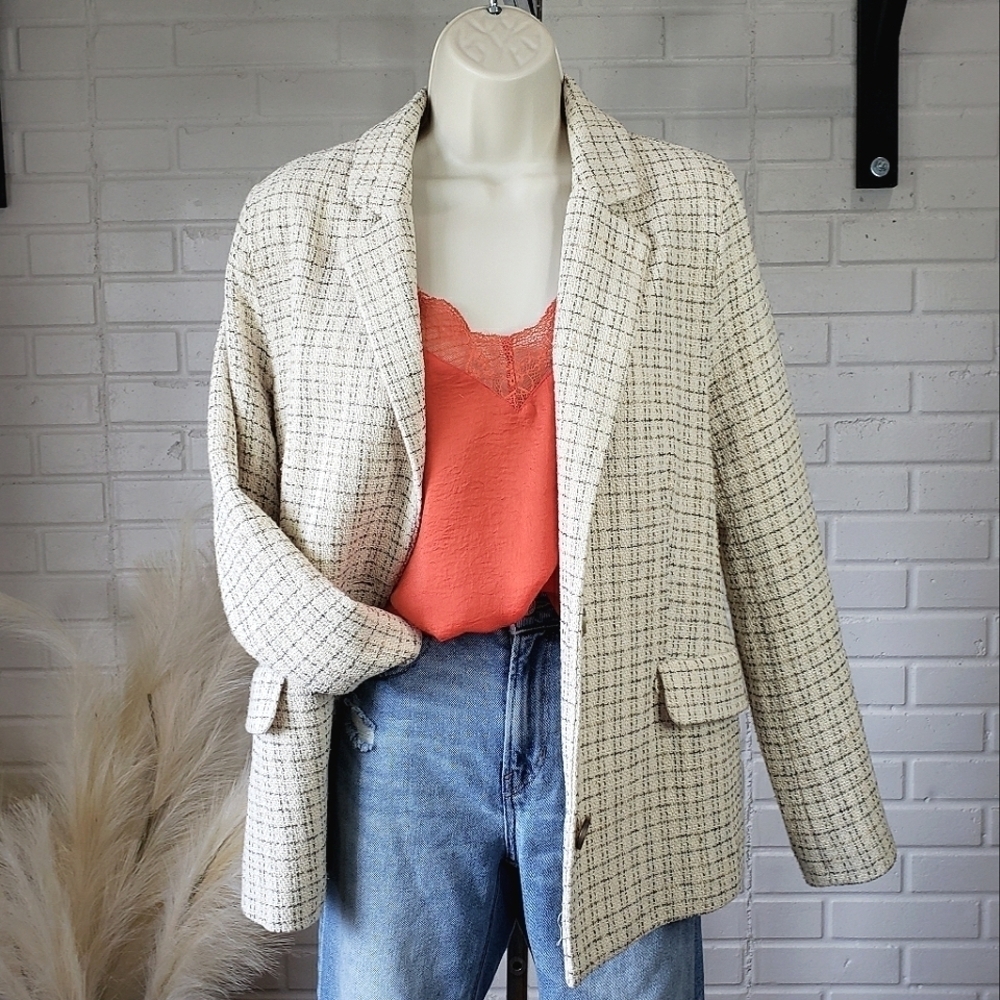 Cresent Cream and Black Tweed Blazer size Small